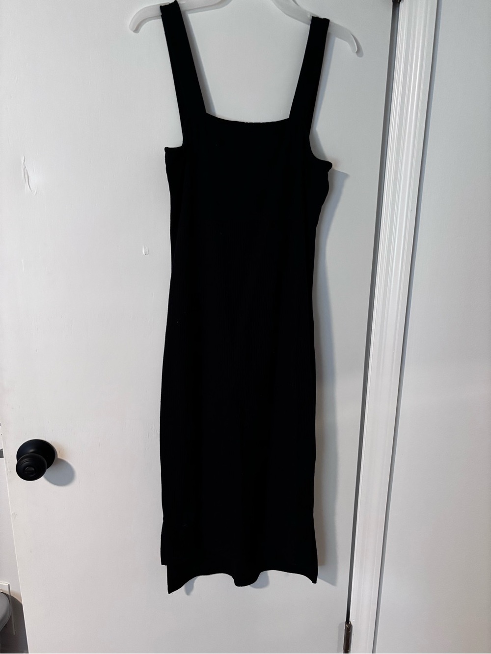 Women's Black Square-Neck Midi Dress